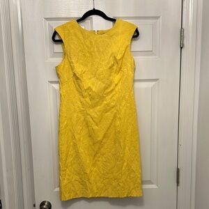 Covington Yellow Textured Midi Dress
